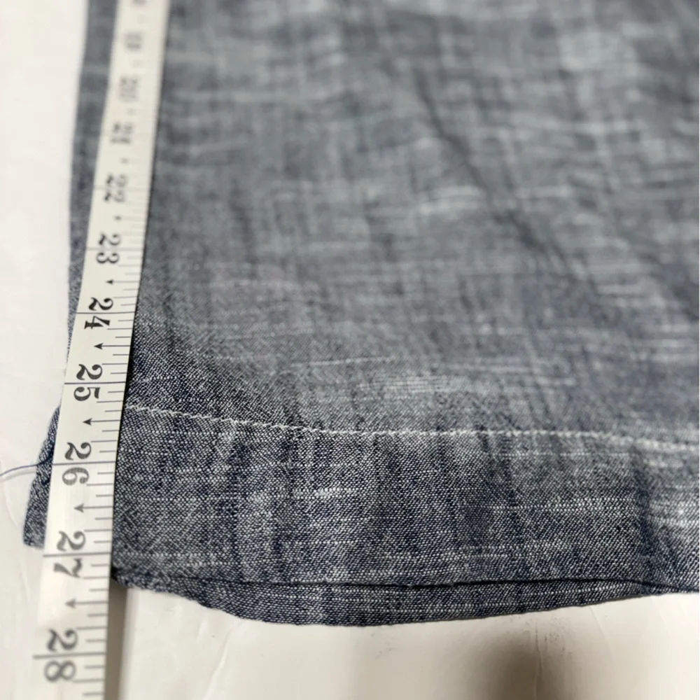 Zara Wide-Leg Linen Blend Trousers in Heathered Blue Size Large